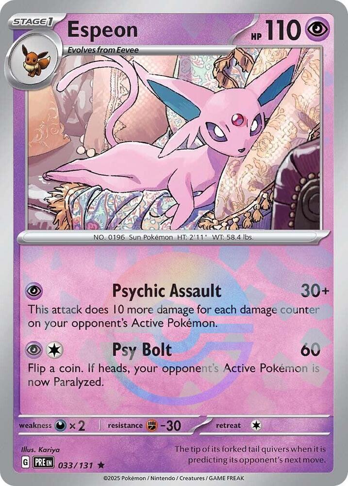 Espeon (033/131) (Poke Ball Pattern) [Scarlet & Violet: Prismatic Evolutions] | Dragon's Lair Comics and Fantasy Houston TX