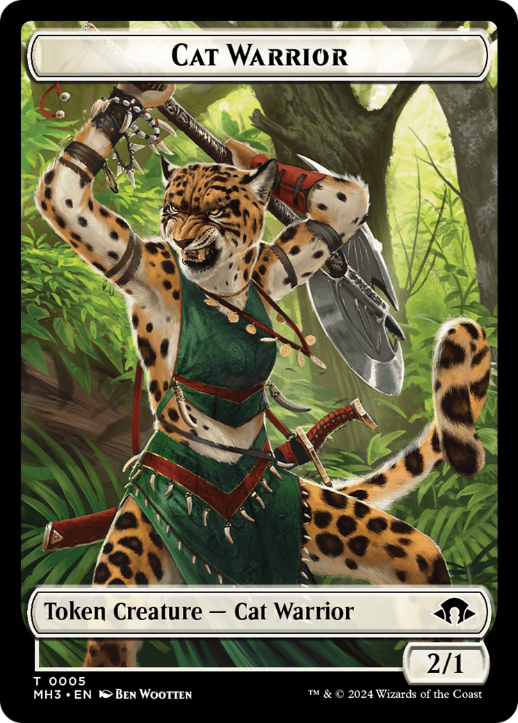 Cat Warrior Token [Modern Horizons 3 Tokens] | Dragon's Lair Comics and Fantasy Houston TX