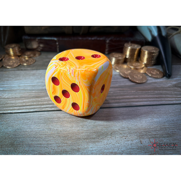 Oversized 50 mm D6 Single Die Festive Sunburst w/Red | Dragon's Lair Comics and Fantasy Houston TX