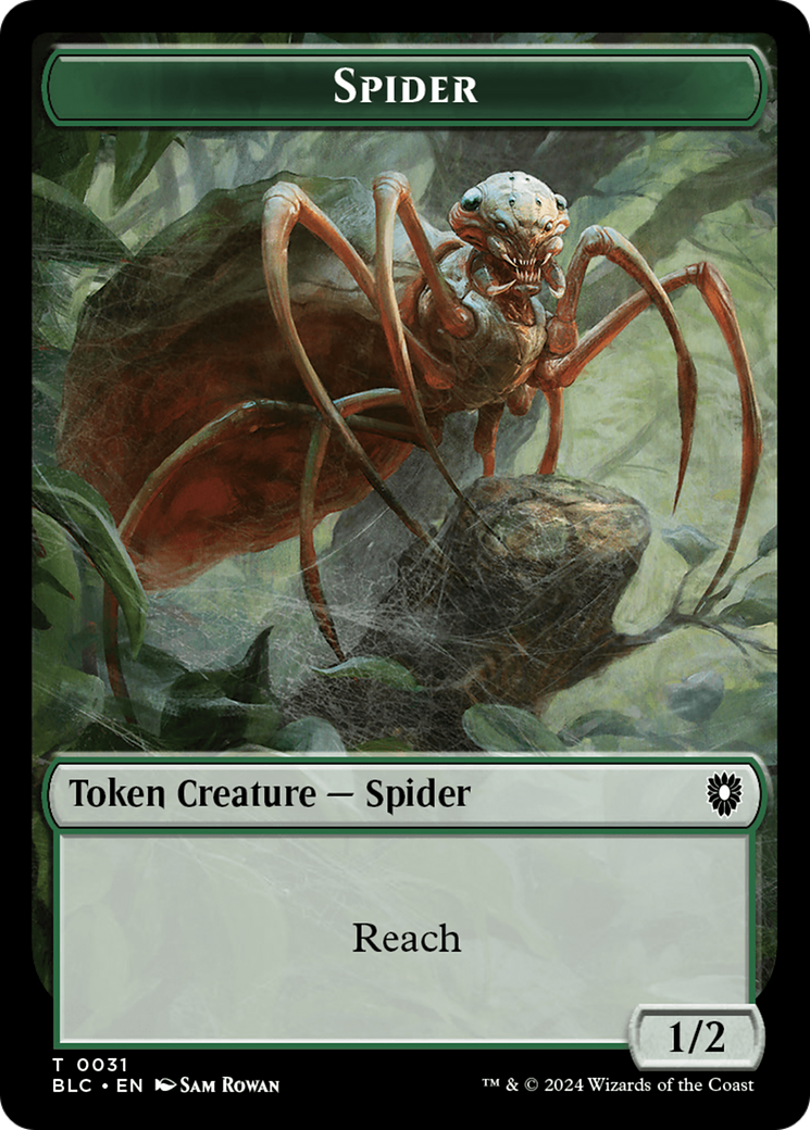 Spider // Blood Double-Sided Token [Bloomburrow Commander Tokens] | Dragon's Lair Comics and Fantasy Houston TX