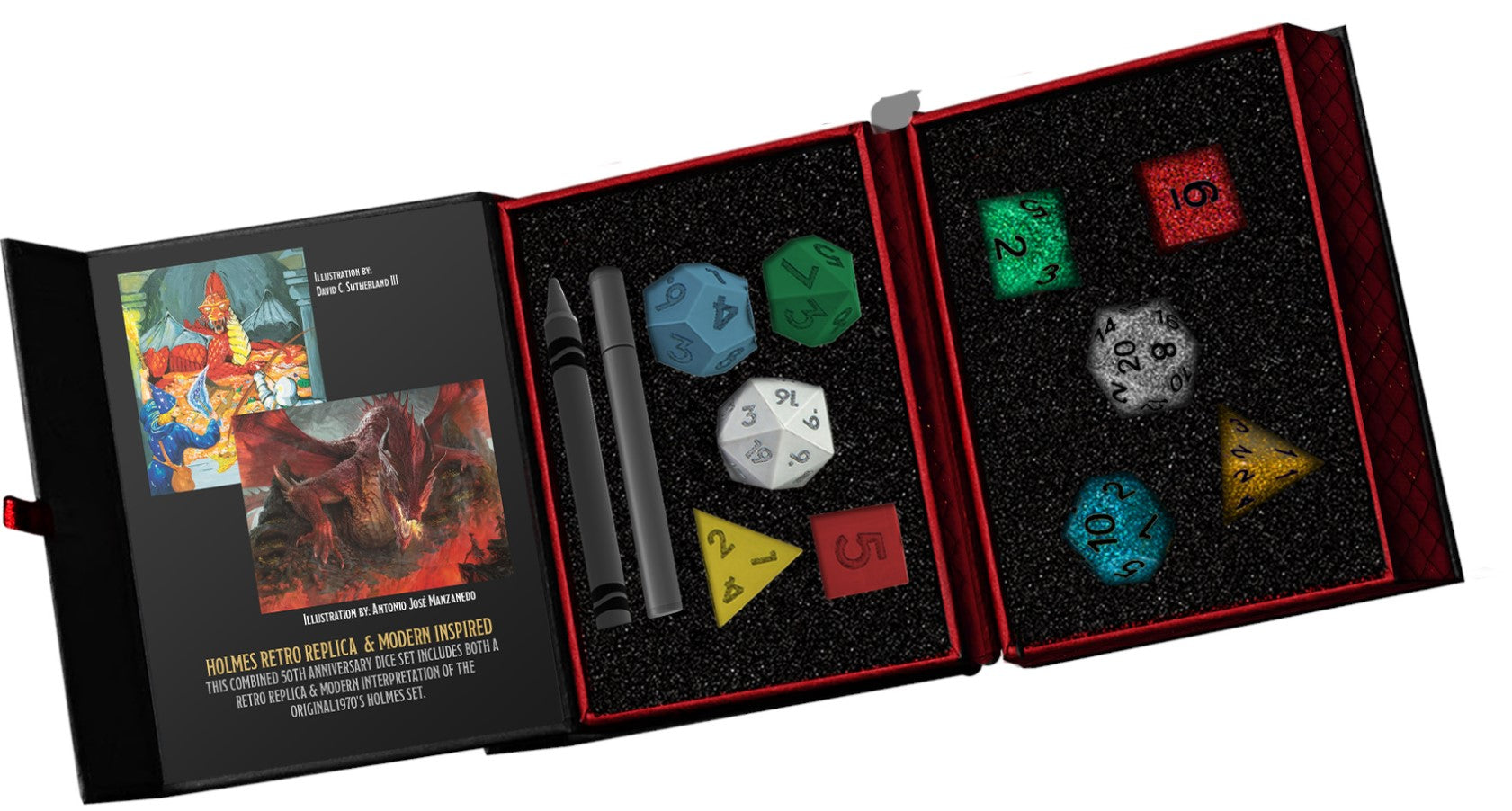 Dungeons & Dragons 50th Anniversary Dice: Retro Replica and Modern Inspired Set (10) | Dragon's Lair Comics and Fantasy Houston TX