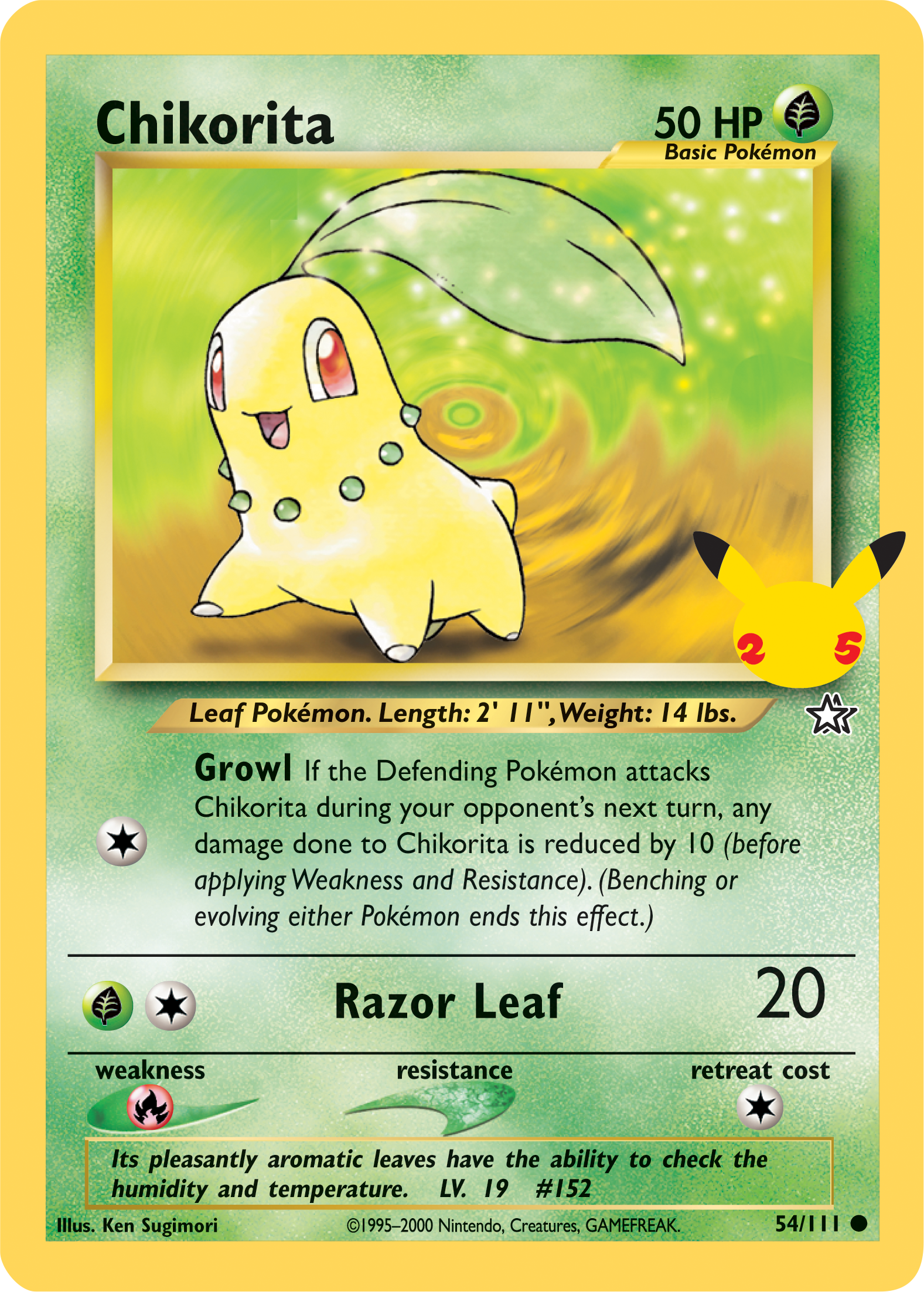 Chikorita (54/111) (Jumbo Card) [First Partner Pack] | Dragon's Lair Comics and Fantasy Houston TX