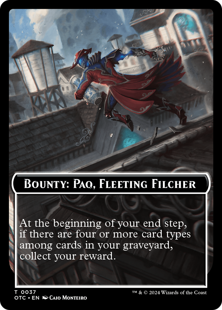 Bounty: Paq, Fleeting Filcher // Bounty Rules Double-Sided Token [Outlaws of Thunder Junction Commander Tokens] | Dragon's Lair Comics and Fantasy Houston TX