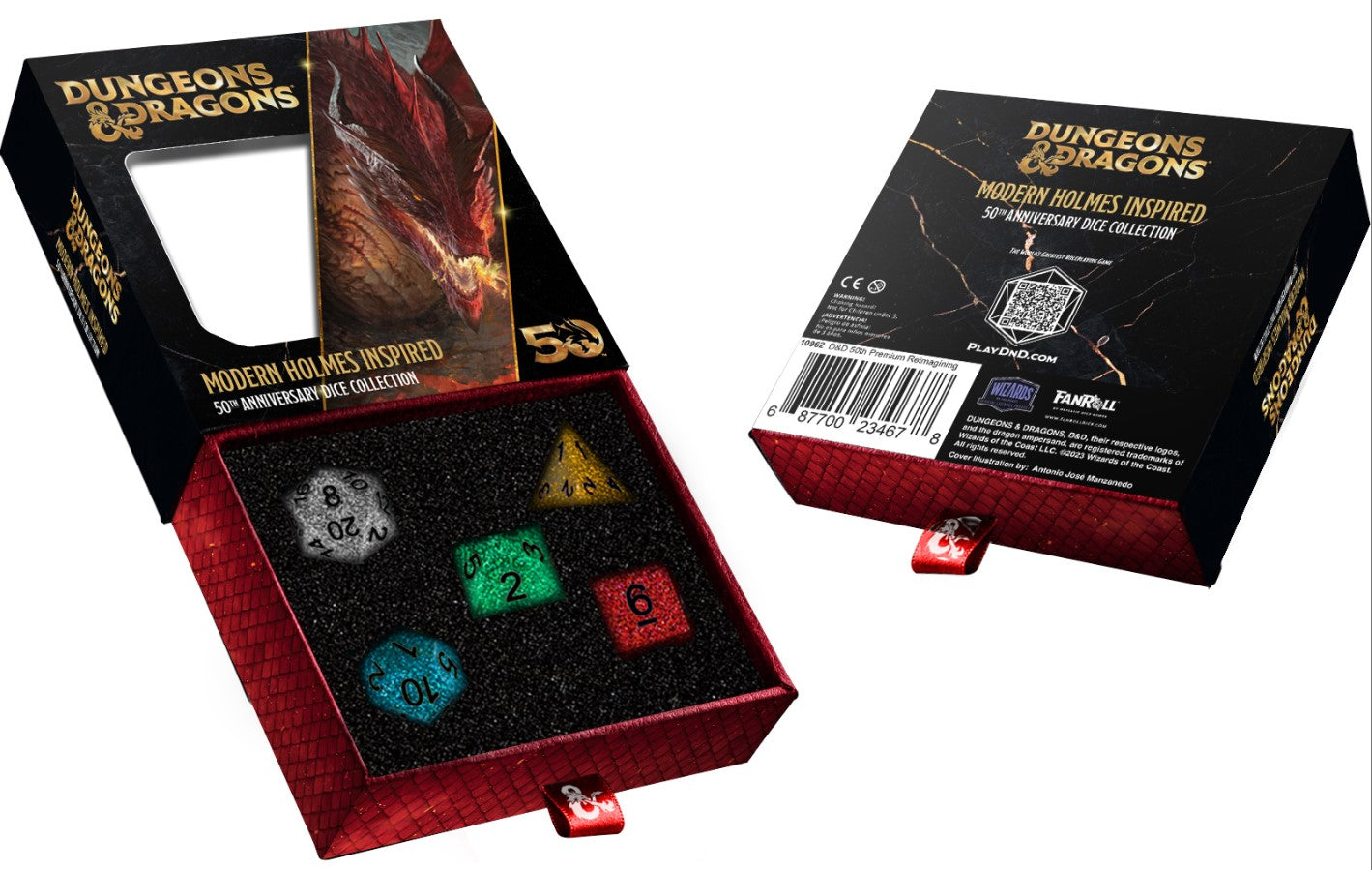 Dungeons & Dragons 50th Anniversary Dice: Modern Holmes Inspired Set (5) | Dragon's Lair Comics and Fantasy Houston TX