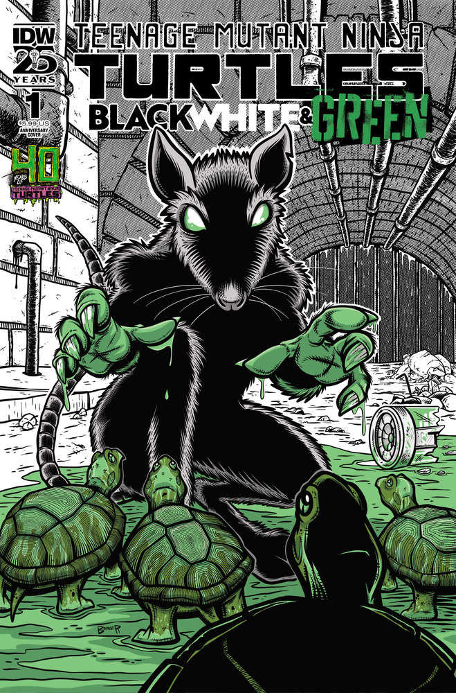 Teenage Mutant Ninja Turtles: Black, White, And Green #1 Variant 40th Anniversary (Berger) | Dragon's Lair Comics and Fantasy Houston TX