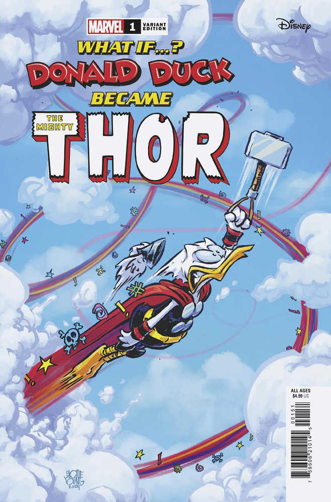 Marvel & Disney: What If...? Donald Duck Became Thor #1 Skottie Young Variant | Dragon's Lair Comics and Fantasy Houston TX