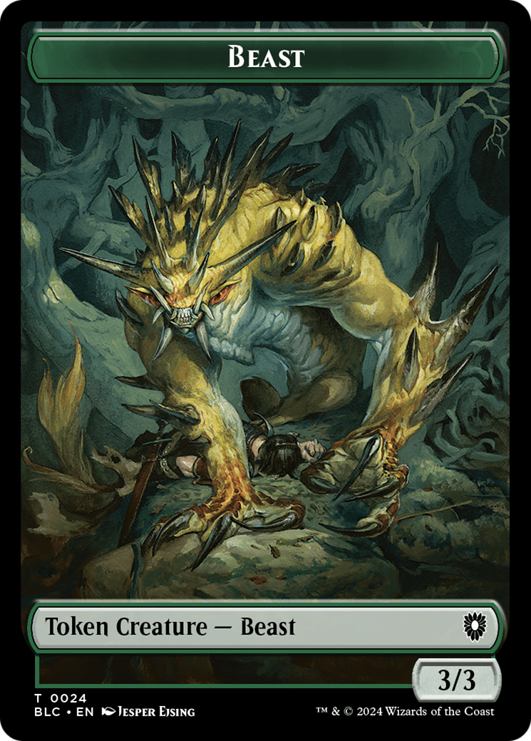 Beast (024) // Treasure Double-Sided Token [Bloomburrow Commander Tokens] | Dragon's Lair Comics and Fantasy Houston TX