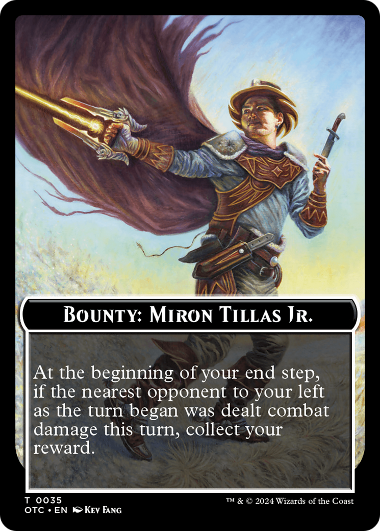 Bounty: Miron Tillas Jr. // Bounty Rules Double-Sided Token [Outlaws of Thunder Junction Commander Tokens] | Dragon's Lair Comics and Fantasy Houston TX