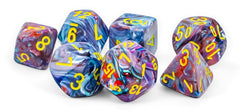 Chessex Festive: Mega-hedral Mosaic/yellow 7-Die Set | Dragon's Lair Comics and Fantasy Houston TX