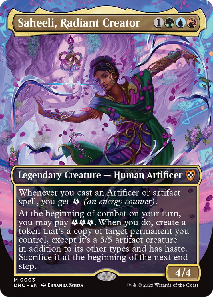 Saheeli, Radiant Creator (Borderless) [Aetherdrift Commander] | Dragon's Lair Comics and Fantasy Houston TX