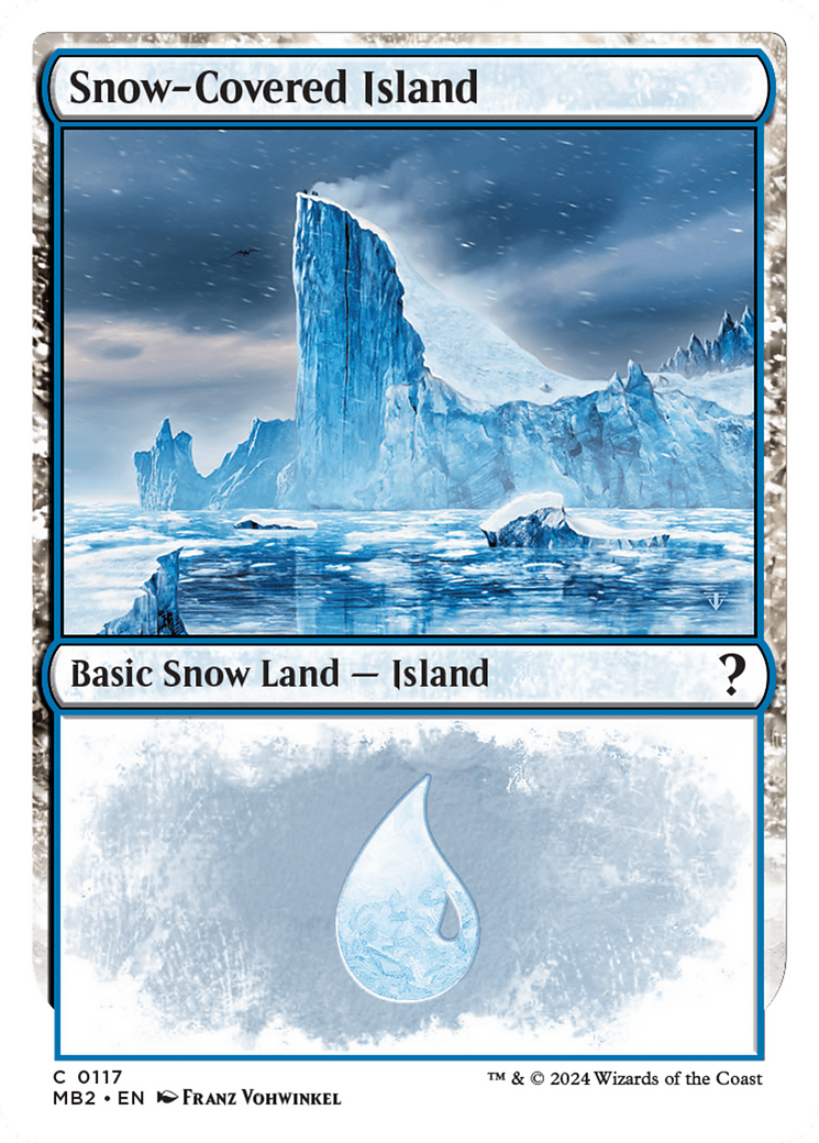 Snow-Covered Island (White Border) [Mystery Booster 2] | Dragon's Lair Comics and Fantasy Houston TX