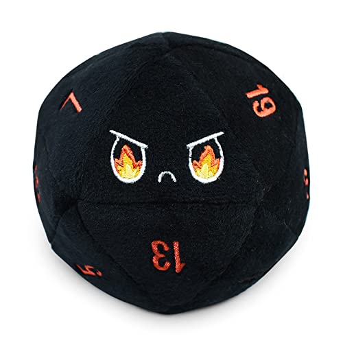 D20 Dice Plushie: Starry eyes & Fire eyes-Black | Dragon's Lair Comics and Fantasy Houston TX