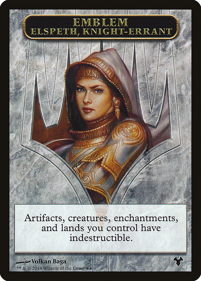 Emblem - Elspeth, Knight-Errant // Soldier Double-Sided Token [Modern Event Deck 2014 Tokens] | Dragon's Lair Comics and Fantasy Houston TX