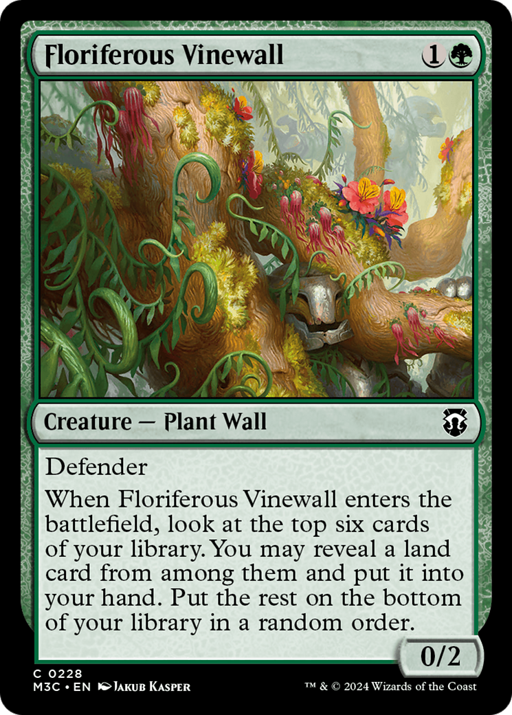 Floriferous Vinewall (Ripple Foil) [Modern Horizons 3 Commander] | Dragon's Lair Comics and Fantasy Houston TX