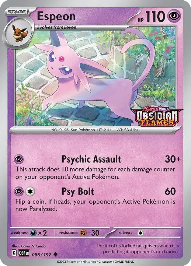 Espeon (086/197) (Best Buy Exclusive) [Scarlet & Violet: Black Star Promos] | Dragon's Lair Comics and Fantasy Houston TX