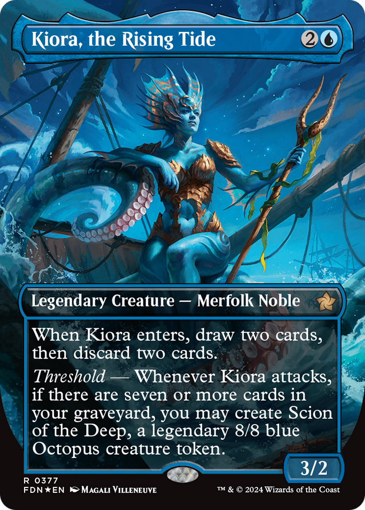 Kiora, the Rising Tide (Borderless) (Mana Foil) [Foundations] | Dragon's Lair Comics and Fantasy Houston TX