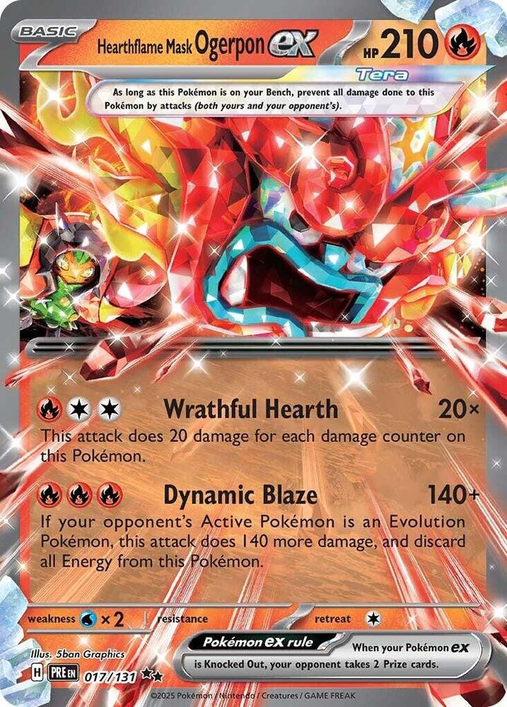 Hearthflame Mask Ogerpon ex (017/131) [Scarlet & Violet: Prismatic Evolutions] | Dragon's Lair Comics and Fantasy Houston TX