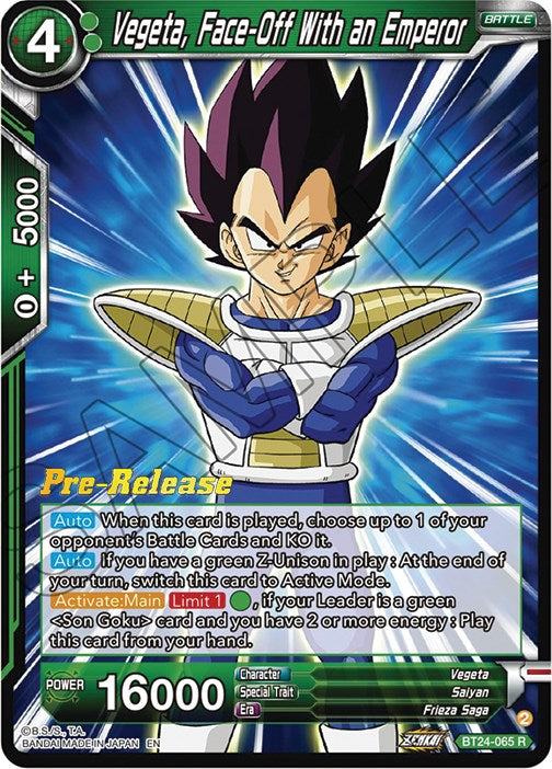 Vegeta, Face-Off With an Emperor (BT24-065) [Beyond Generations Prerelease Promos] | Dragon's Lair Comics and Fantasy Houston TX