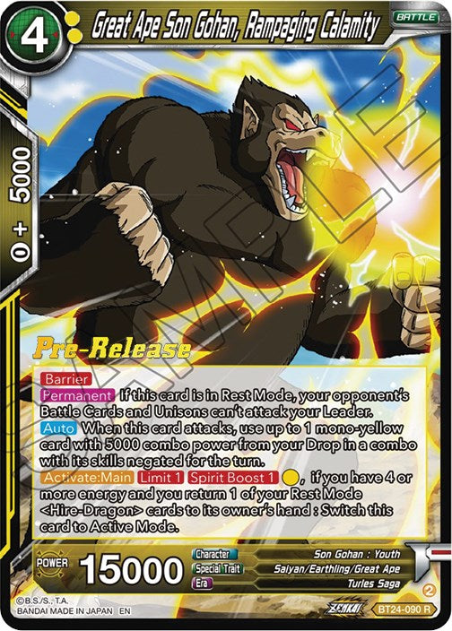 Great Ape Son Gohan, Rampaging Calamity (BT24-090) [Beyond Generations Prerelease Promos] | Dragon's Lair Comics and Fantasy Houston TX