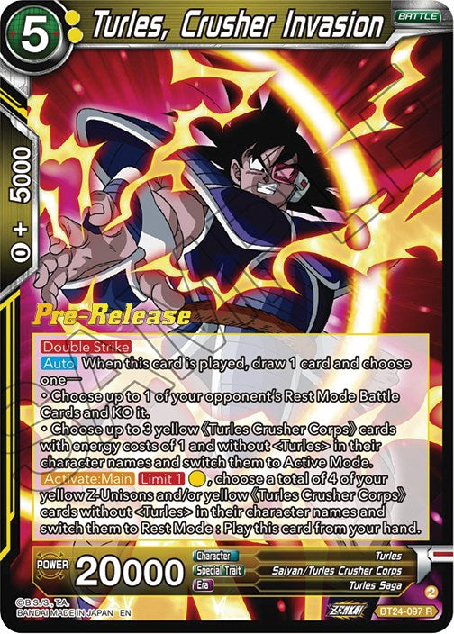 Turles, Crusher Invasion (BT24-097) [Beyond Generations Prerelease Promos] | Dragon's Lair Comics and Fantasy Houston TX