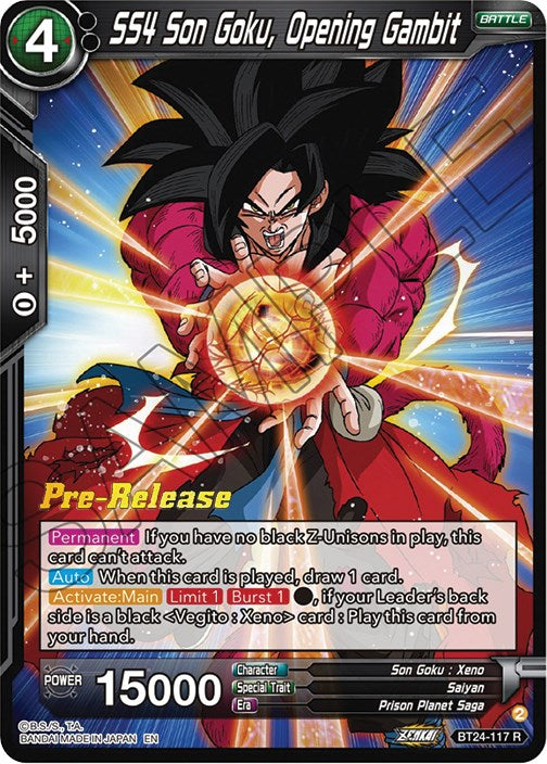 SS4 Son Goku, Opening Gambit (BT24-117) [Beyond Generations Prerelease Promos] | Dragon's Lair Comics and Fantasy Houston TX