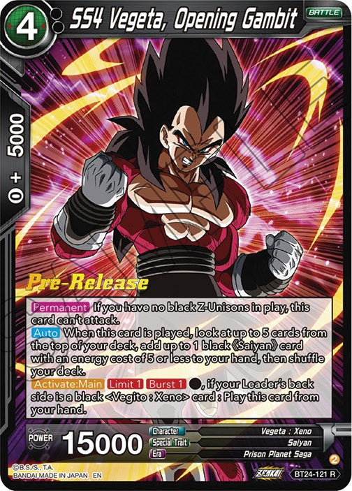 SS4 Vegeta, Opening Gambit (BT24-121) [Beyond Generations Prerelease Promos] | Dragon's Lair Comics and Fantasy Houston TX