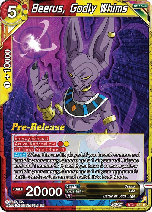 Beerus, Godly Whims (BT24-127) [Beyond Generations Prerelease Promos] | Dragon's Lair Comics and Fantasy Houston TX