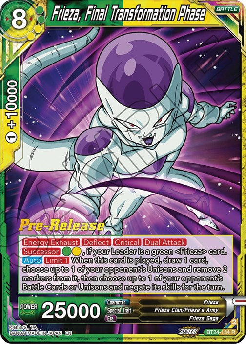 Frieza, Final Transformation Phase (BT24-134) [Beyond Generations Prerelease Promos] | Dragon's Lair Comics and Fantasy Houston TX