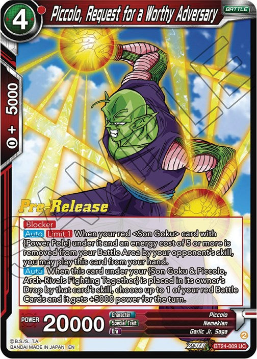 Piccolo, Request for a Worthy Adversary (BT24-009) [Beyond Generations Prerelease Promos] | Dragon's Lair Comics and Fantasy Houston TX