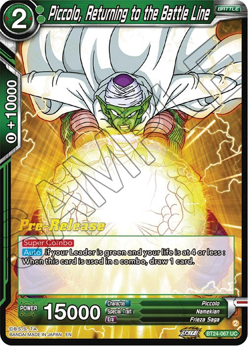 Piccolo, Returning to the Battle Line (BT24-067) [Beyond Generations Prerelease Promos] | Dragon's Lair Comics and Fantasy Houston TX