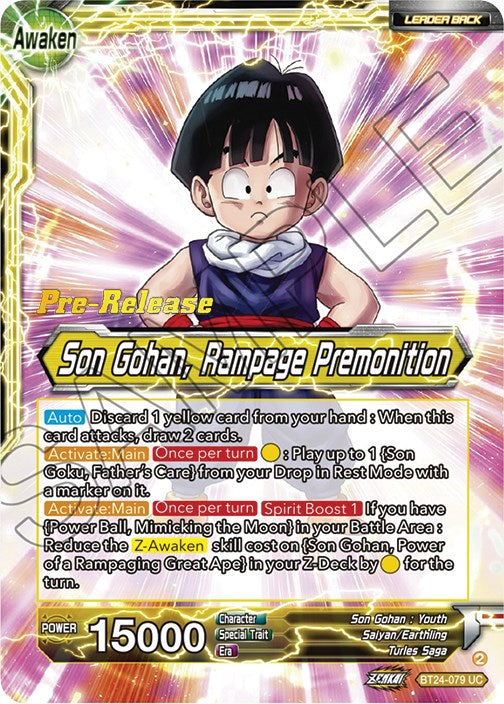 Son Gohan // Son Gohan, Rampage Premonition (BT24-079) [Beyond Generations Prerelease Promos] | Dragon's Lair Comics and Fantasy Houston TX