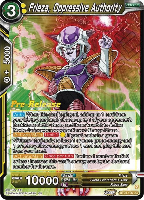 Frieza, Oppressive Authority (BT24-106) [Beyond Generations Prerelease Promos] | Dragon's Lair Comics and Fantasy Houston TX