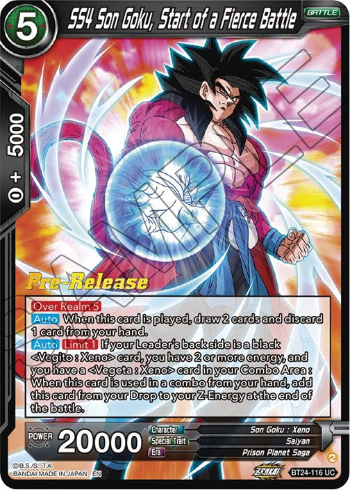 SS4 Son Goku, Start of a Fierce Battle (BT24-116) [Beyond Generations Prerelease Promos] | Dragon's Lair Comics and Fantasy Houston TX