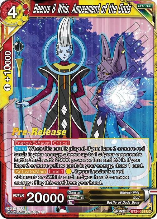 Beerus & Whis, Amusement of the Gods (BT24-131) [Beyond Generations Prerelease Promos] | Dragon's Lair Comics and Fantasy Houston TX