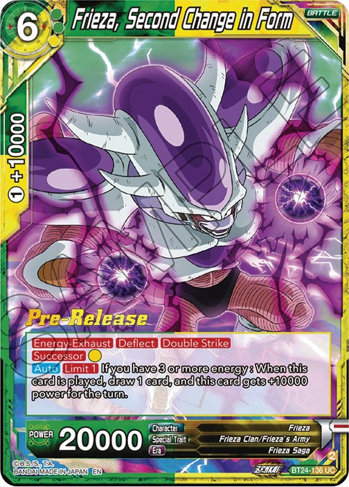 Frieza, Second Change in Form (BT24-136) [Beyond Generations Prerelease Promos] | Dragon's Lair Comics and Fantasy Houston TX