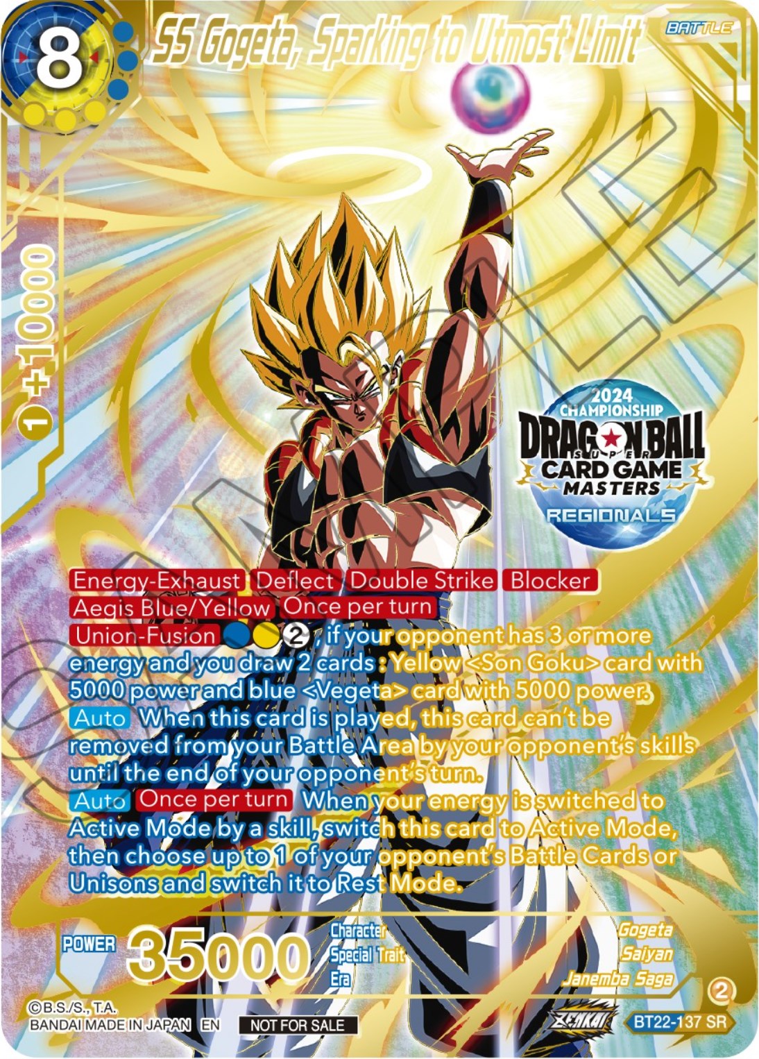 SS Gogeta, Sparking to Utmost Limit (2024 Championship Regionals Top 16) (BT22-137) [Tournament Promotion Cards] | Dragon's Lair Comics and Fantasy Houston TX