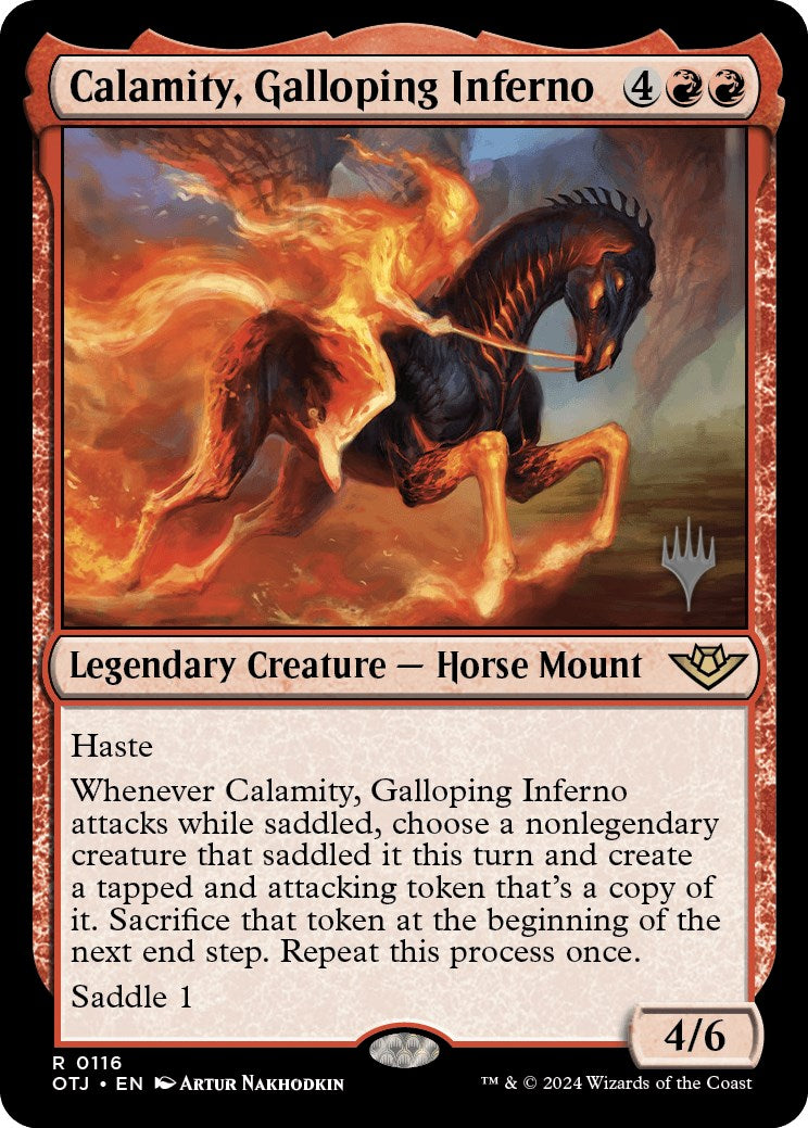 Calamity, Galloping Inferno (Promo Pack) [Outlaws of Thunder Junction Promos] | Dragon's Lair Comics and Fantasy Houston TX