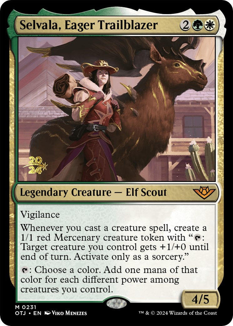 Selvala, Eager Trailblazer [Outlaws of Thunder Junction Prerelease Promos] | Dragon's Lair Comics and Fantasy Houston TX