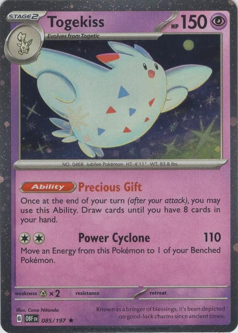 Togekiss (085/197) (Cosmos Holo) [Scarlet & Violet: Obsidian Flames] | Dragon's Lair Comics and Fantasy Houston TX