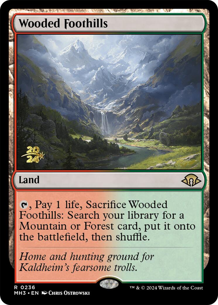 Wooded Foothills [Modern Horizons 3 Prerelease Promos] | Dragon's Lair Comics and Fantasy Houston TX