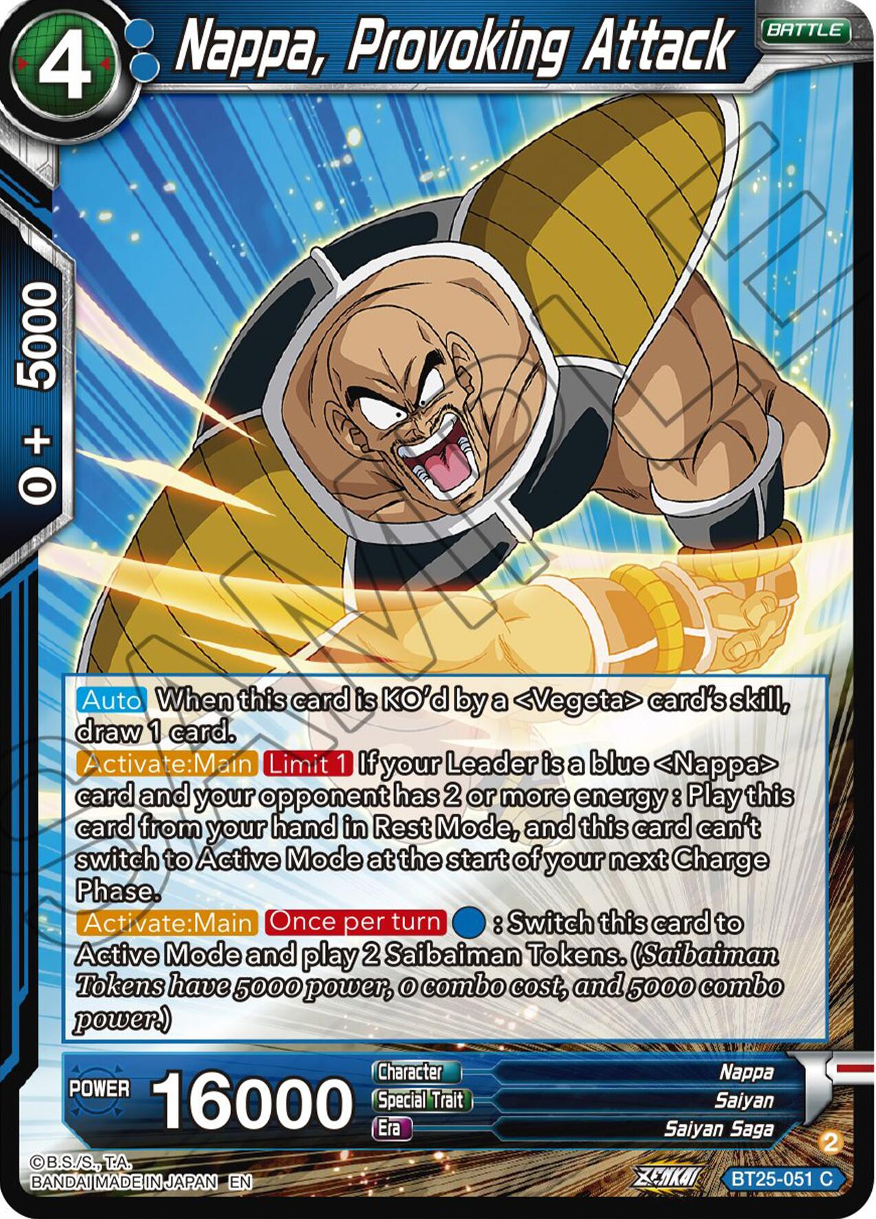 Nappa, Provoking Attack (BT25-051) [Legend of the Dragon Balls] | Dragon's Lair Comics and Fantasy Houston TX