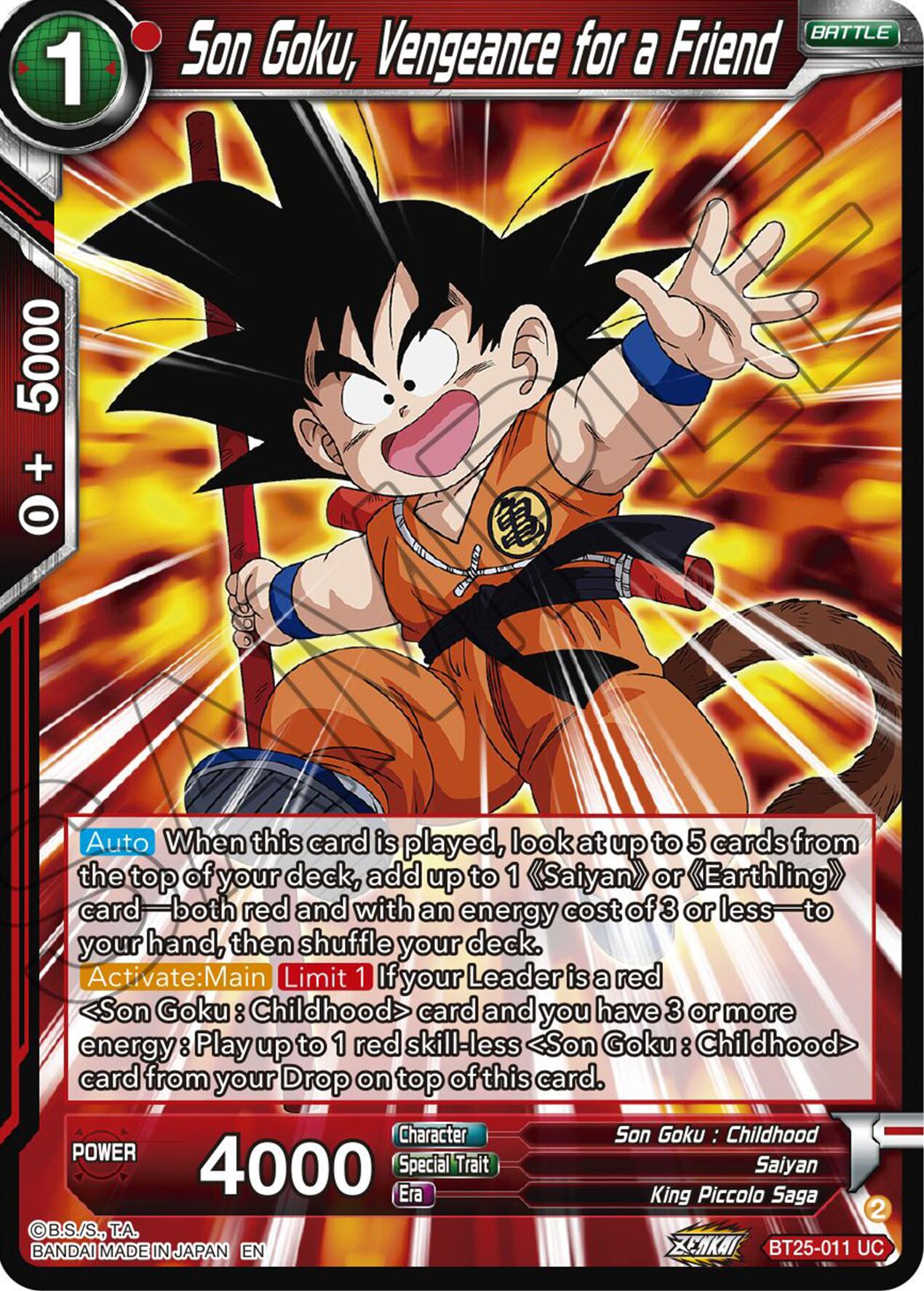 Son Goku, Vengeance for a Friend (BT25-011) [Legend of the Dragon Balls] | Dragon's Lair Comics and Fantasy Houston TX