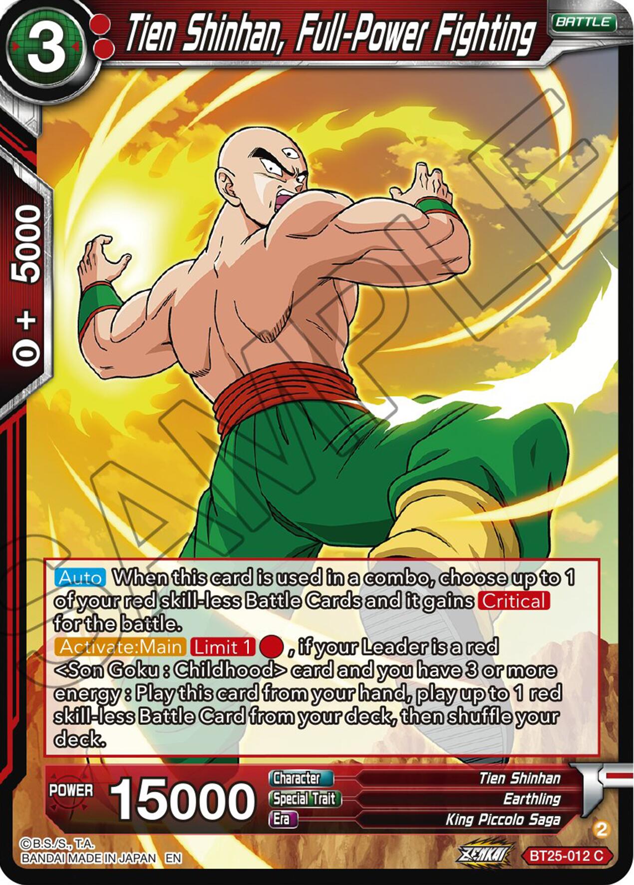 Tien Shinhan, Full-Power Fighting (BT25-012) [Legend of the Dragon Balls] | Dragon's Lair Comics and Fantasy Houston TX