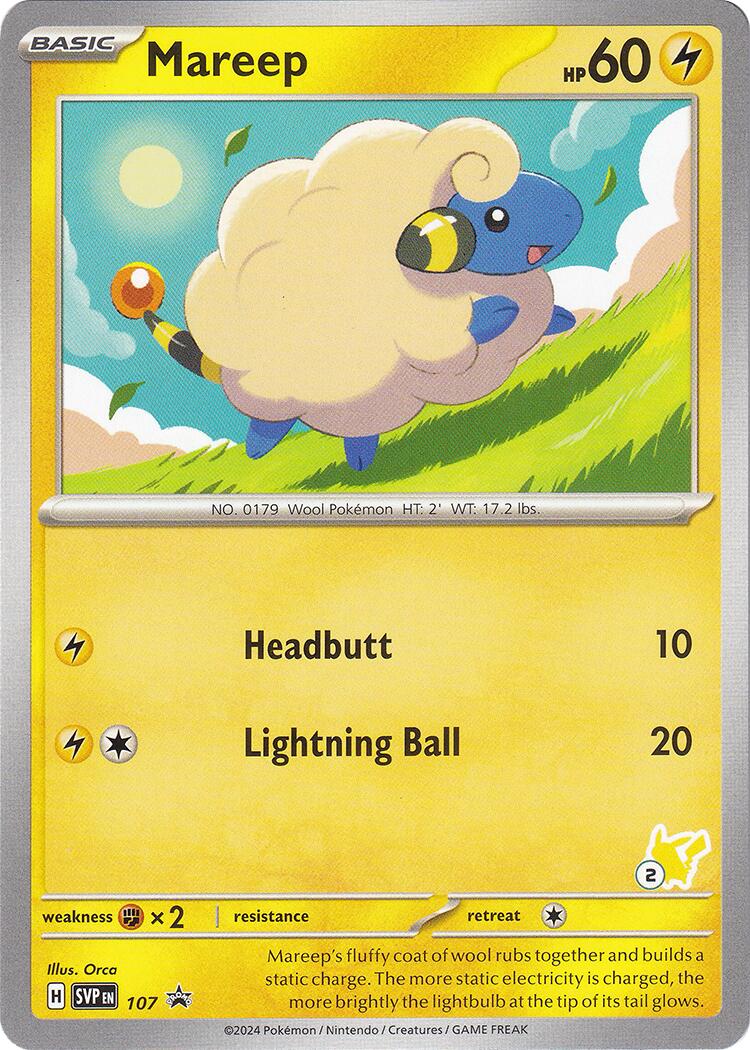 Mareep (107) (Pikachu Stamp #2) [Battle Academy 2024] | Dragon's Lair Comics and Fantasy Houston TX