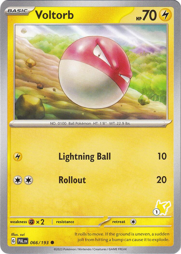 Voltorb (066/193) (Pikachu Stamp #1) [Battle Academy 2024] | Dragon's Lair Comics and Fantasy Houston TX