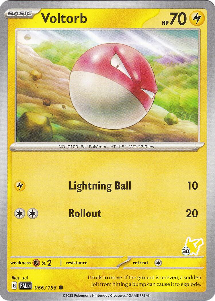 Voltorb (066/193) (Pikachu Stamp #30) [Battle Academy 2024] | Dragon's Lair Comics and Fantasy Houston TX