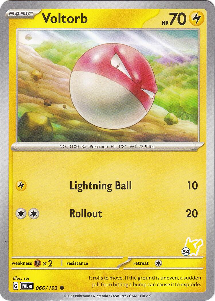 Voltorb (066/193) (Pikachu Stamp #34) [Battle Academy 2024] | Dragon's Lair Comics and Fantasy Houston TX