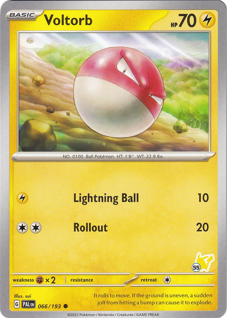 Voltorb (066/193) (Pikachu Stamp #55) [Battle Academy 2024] | Dragon's Lair Comics and Fantasy Houston TX