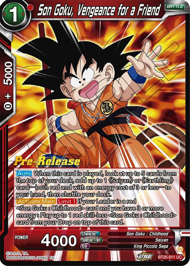 Son Goku, Vengeance for a Friend (BT25-011) [Legend of the Dragon Balls Prerelease Promos] | Dragon's Lair Comics and Fantasy Houston TX