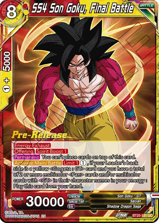 SS4 Son Goku, Final Battle (BT25-131) [Legend of the Dragon Balls Prerelease Promos] | Dragon's Lair Comics and Fantasy Houston TX